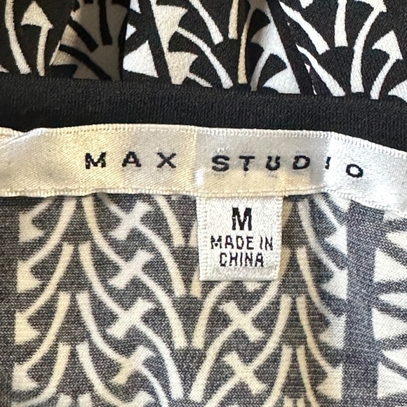 NWOT Designer MAX STUDIO black/cream geometric shape retro TUNIC M/UK 12 - Picture 4 of 5